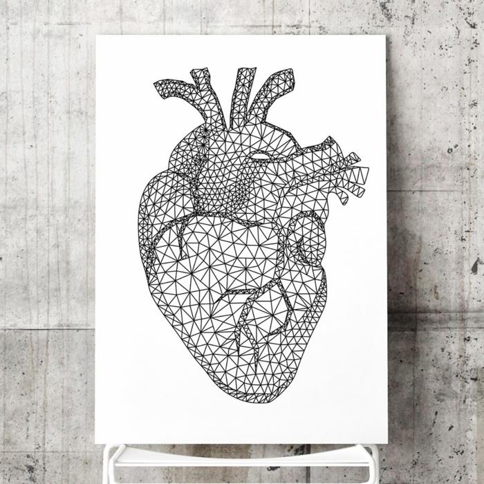 Anatomik kalp çizimi harika bir fikir ile geometrik bir çizim