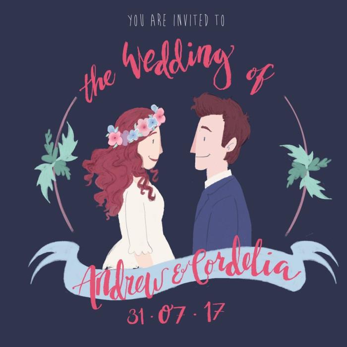 Vestuvių klipų vestuvių paveikslėlio animacinių filmų vestuvių pora, ketinanti tuoktis, originali personalizuota iliustracija