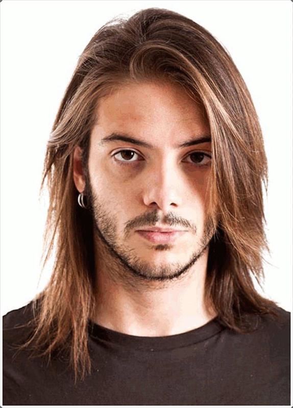 omuz rock grunge tarzı erkekler uzun düz saç