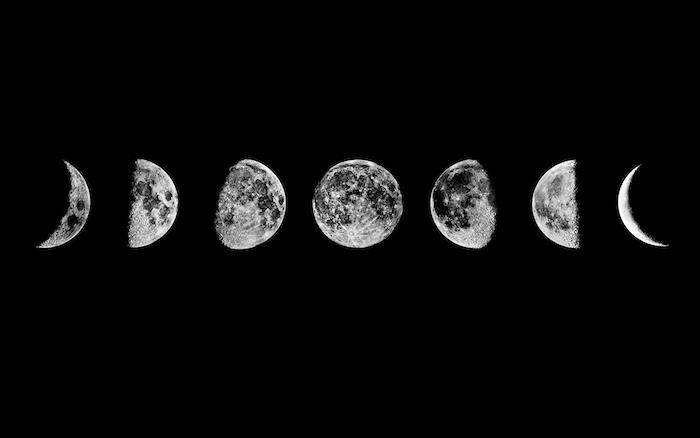 Foto delle fasi della luna, bilgisayar başına sfondi, sfondo foto colore nero