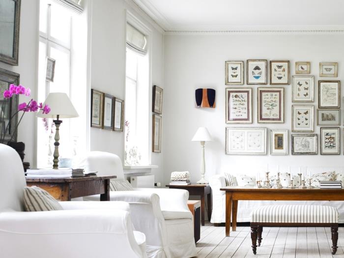 bela-fotelj-velika-lesena-konzola-stenska dekoracija