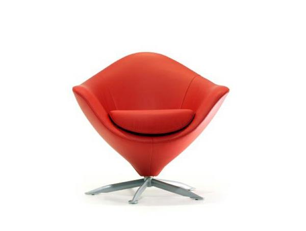 dizainas-fotelis-raudonas-kūgis-pagrindas pliene