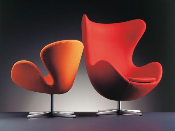 raudono dizaino sukamasis fotelis-audinys-apmušalas-chromuotas plienas-pėda