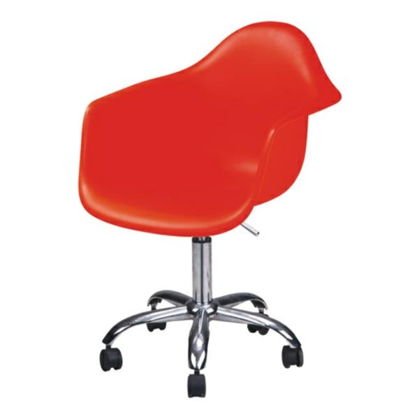 dizainas-fotelis-raudonas-plastikas-ratukai