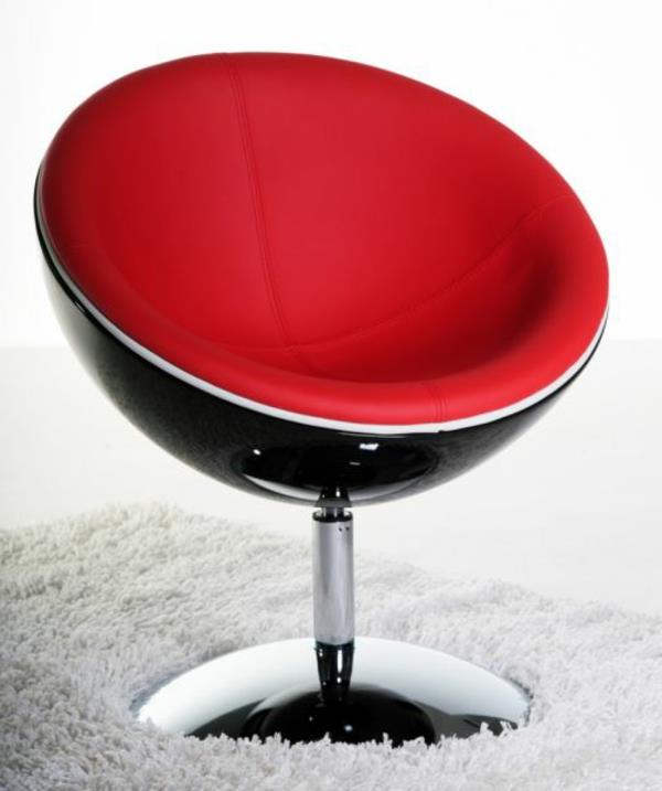 dizainas-fotelis-raudonas-kiaušinis-sėdynė-chromuotas plienas-kilimas-ilga krūva