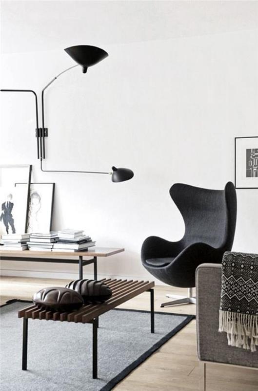 juodo kiaušinio-kėdės-skandinaviško stiliaus kambarys