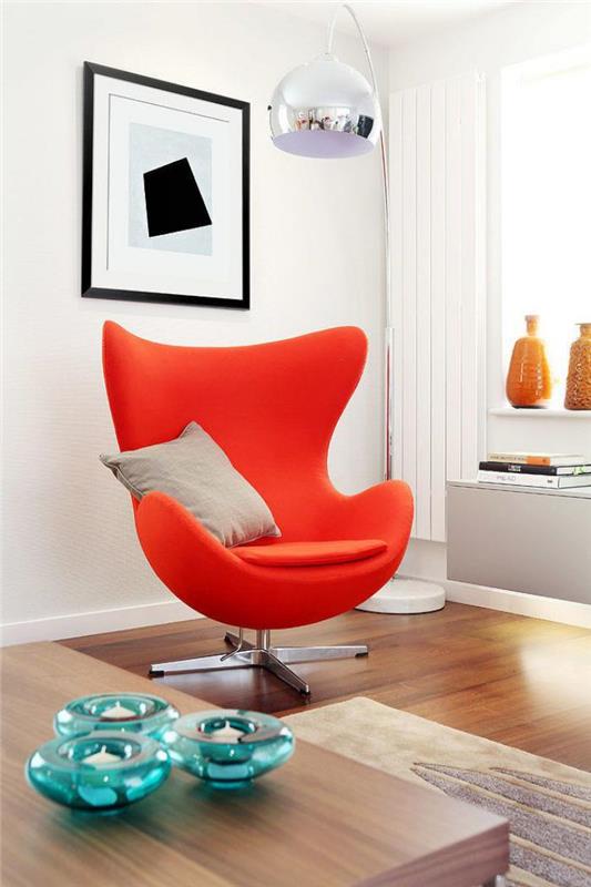 raudonas kiaušinis-fotelis-arne-jacobsen-dizaino kėdė
