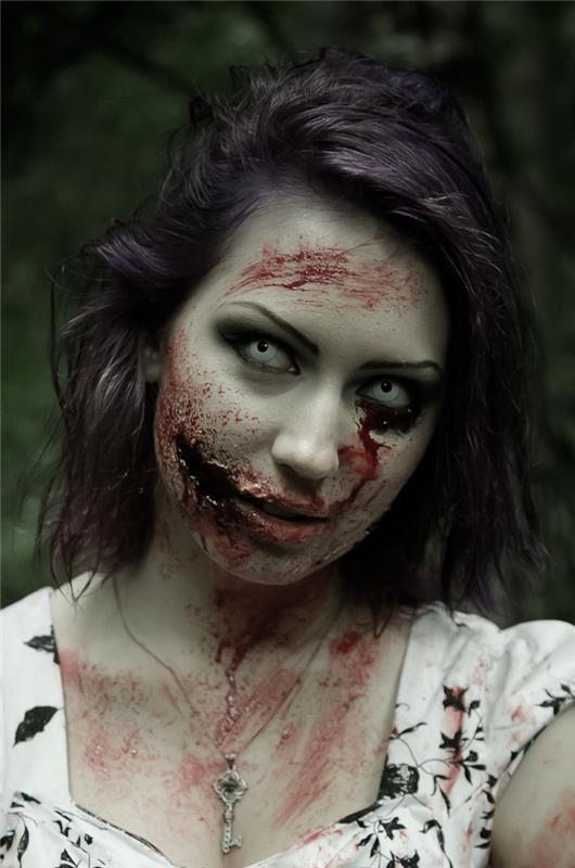 zombių makiažas moters kostiumas siaubo Helovinas