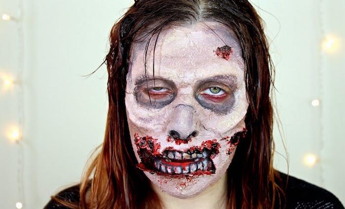 zombių kostiumas moteris latekso kostiumas makiažas vaikščioja negyvas