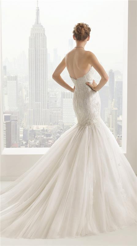 New York life, poročna obleka princesa brez naramnic, izvirna poročna obleka v slogu princese v slogu sirene