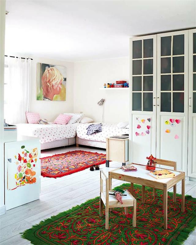 feng-shui-vaikų kambarys-roge-green-kilimas-balta-parketas-grindų spalvos kilimas