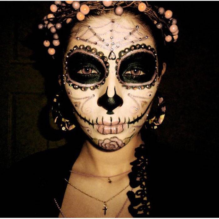 meksikietiškas Helovino makiažas moterims folkloro mirusiųjų diena