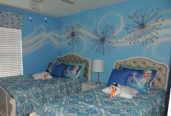 Elsa tasarım yastık kılıfı, Olaf tasarım 3 boyutlu dekoratif yastık kılıfı, beyaz ve mavi duvar resmi