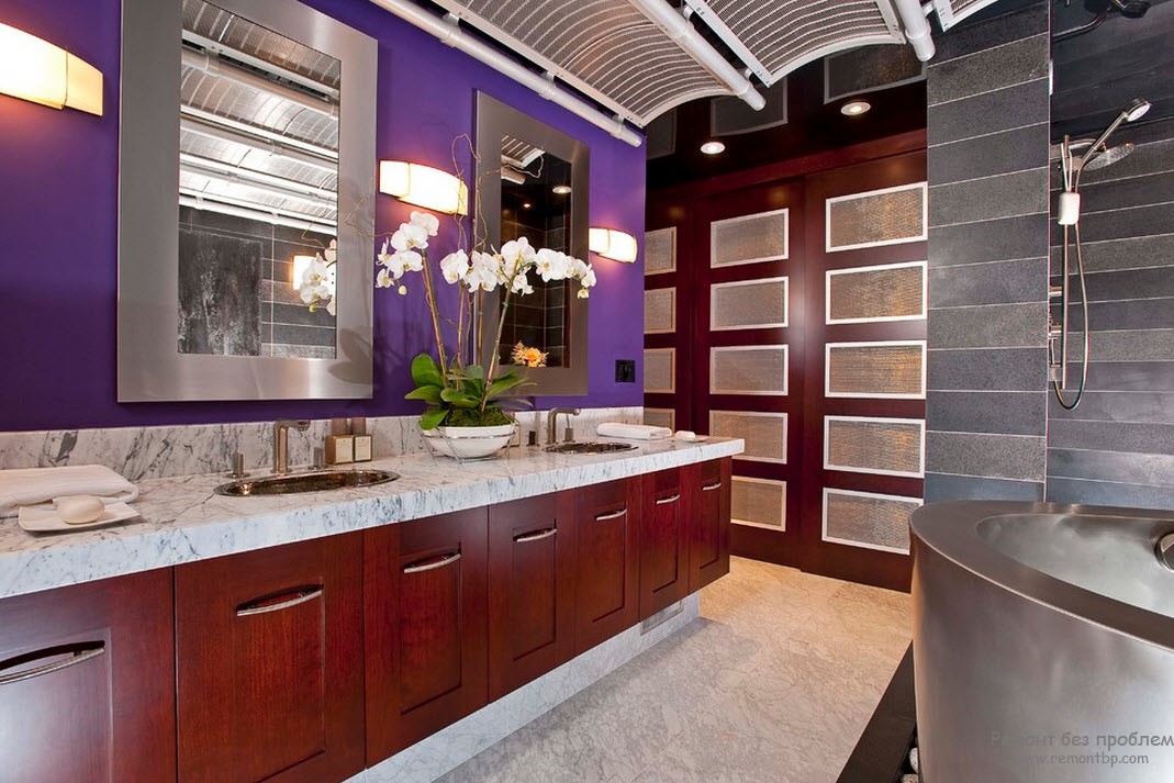 Darbo siena virtuvėje violetinė