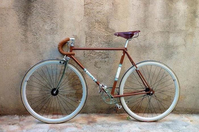 fixie vintage kolo brez zavore titan okvir rjavi trak za krmilo pretvori