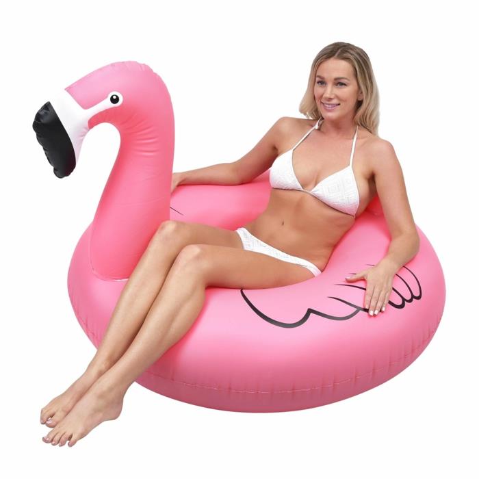 eksotična deko, napihljiv flamingo, črno -beli kljun, dodatek za flamingo, tropski deco za plažo in bazen