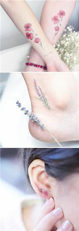 Güzel ebegümeci veya şakayık çiçeği dövmesi güzel dövme