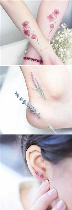 Gana hibisko ar bijūno gėlių tatuiruotė graži tatuiruotė