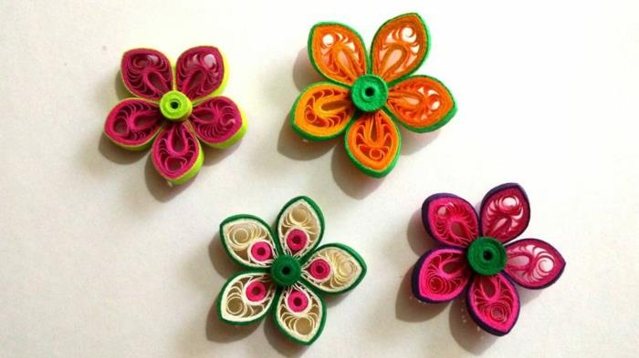 kağıt, çok renkli yaprakları ile quilling çiçekler nasıl oluşturulur