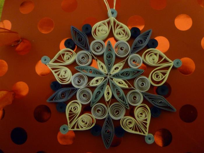 Kağıt ile 3d kar tanesi, diy yılbaşı dekorasyonu, kolay quilling öğrenin