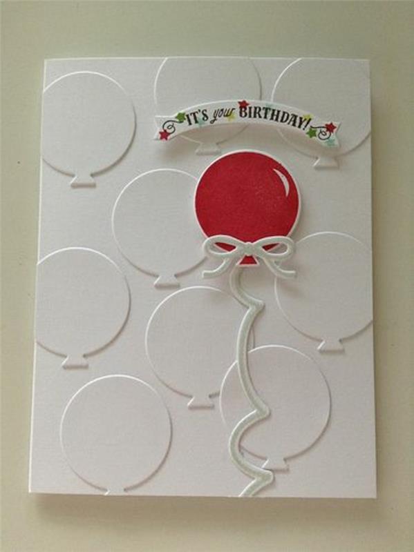 Bibliettino colore bianco, palloncino rosso, scritta buon compleanno