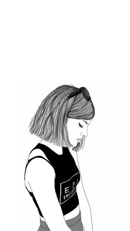 „Tumblr“ ekrano užsklandos užrakinimo ekrano idėja telefono ekranas „tumblr“ stiliaus merginos juodai baltas piešinys per kietas
