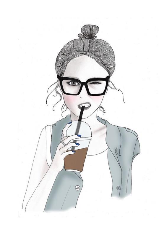 Telefono ekrano užsklanda ekrano užsklanda pasirinkite fono nuotrauką mergina piešianti mergina geria kavą šukuosena aukšta bandelė