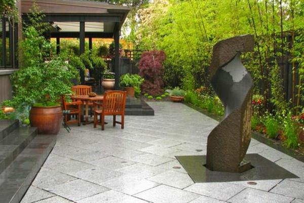 Japoniškas dizainas-sodas-fontanas-akmens blokas