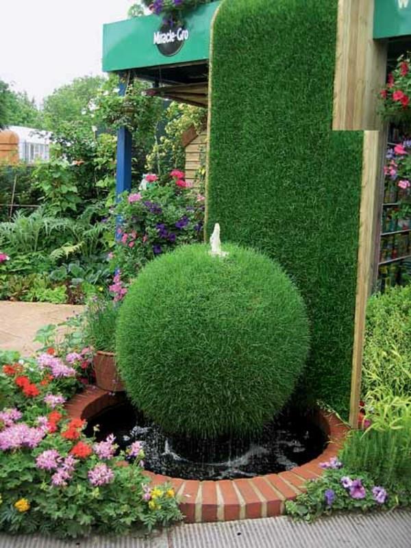 Japoniškas dizainas-sodas-fontanas-idėja-žolės kamuolys