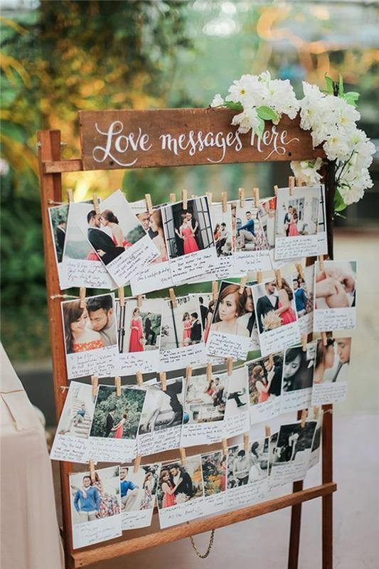 Lenta su nuotraukomis ir sveikinimais vestuvių idėjos dekoravimui