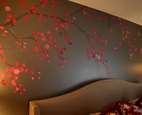 Sakura šakojasi ant fototapeto
