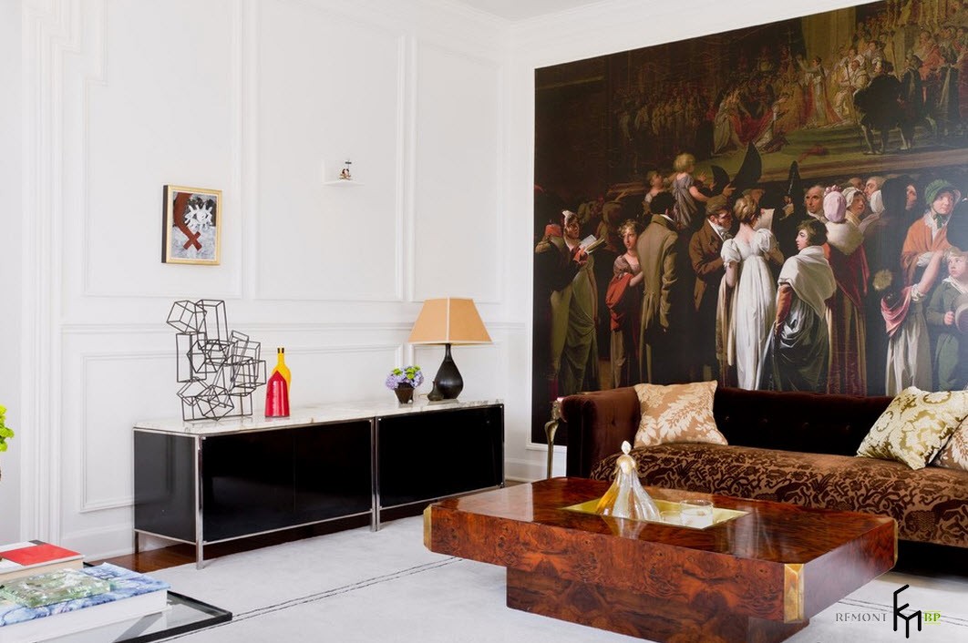 Reprodução da pintura nas fotomurais da sala
