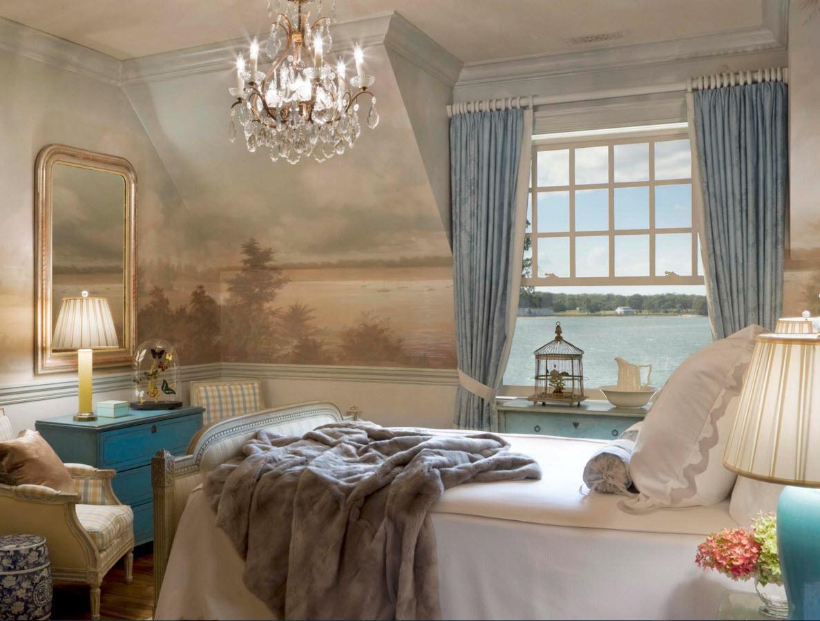 Interior do quarto com impressão de foto