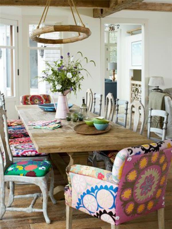 ucuz renkli-sandalye-pad-a-büyük-masif-ahşap-mutfak-masa