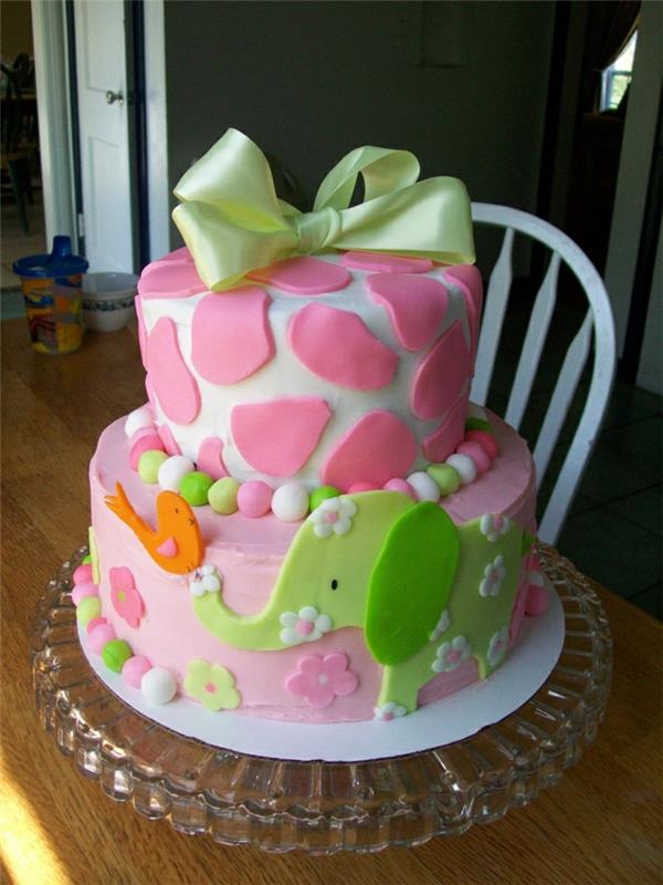 doğum günü-kız-kız-dekorasyon-doğum günü-çocuk-doğum günü-kek-1 yaşındaki-2-3-4-5-yaş-pembe-ve-yeşil