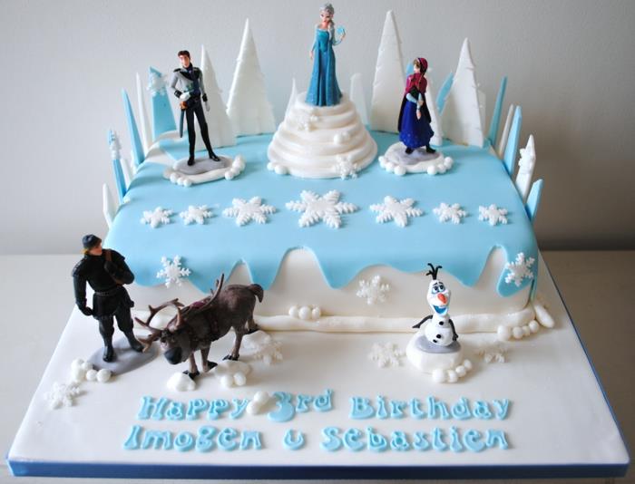 rojstnodnevna torta-snežna kraljica-dekoracija-ideje-snežna kraljica-fondant-torta