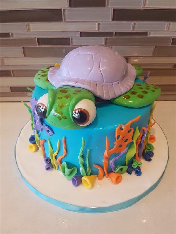 Şeker Hamuru Kaplumbağa, Erkek Çocuk Doğum Günü Pastaları Doğum Günü Pastaları Görüntüsü