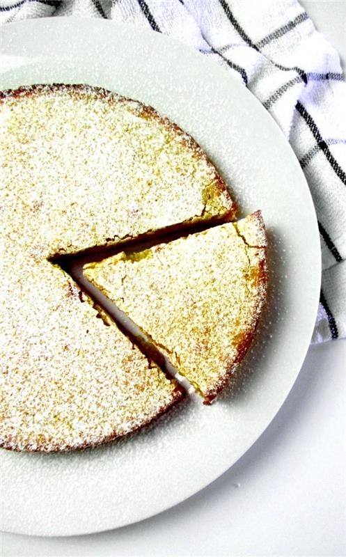 hiter in enostaven recept za mandljevo in limonino torto brez glutena s sladkorjem v prahu, brez glutena