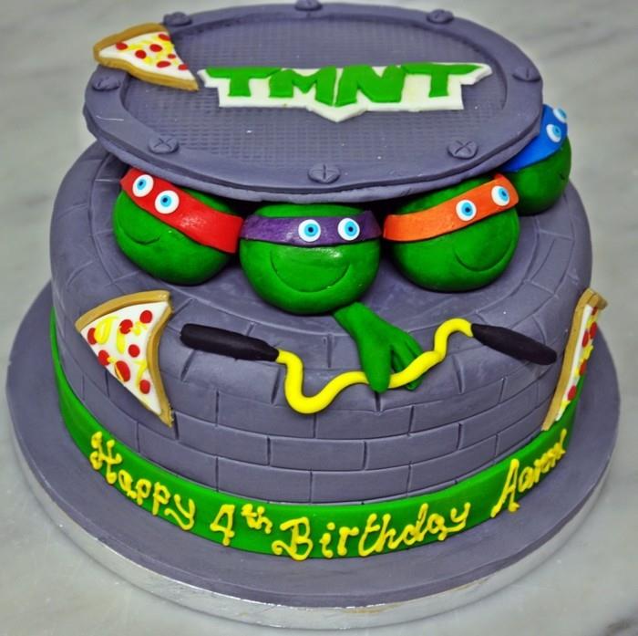 rojstnodnevna torta-za-otroka-okrašena-lepo-tmnt