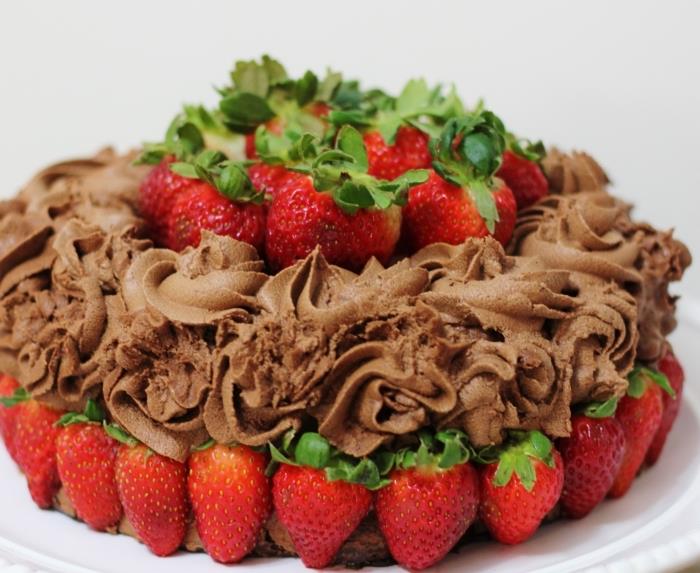 kolay çikolatalı tatlı nasıl hazırlanır yumurtasız hafif çikolatalı ve çilekli pasta fikri, yumurtasız çikolatalı pasta