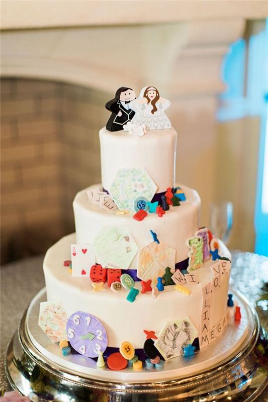 Tematska poročna torta za rojstnodnevne igre za odrasle, ideja za animacijo poročne zabave