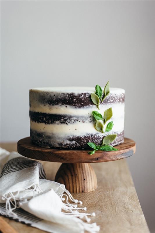 ideja za torto z enostavnim mascarponejem, torto s čokoladnim slojem, na vrhu s tanko plastjo mascarpone glazure in masla