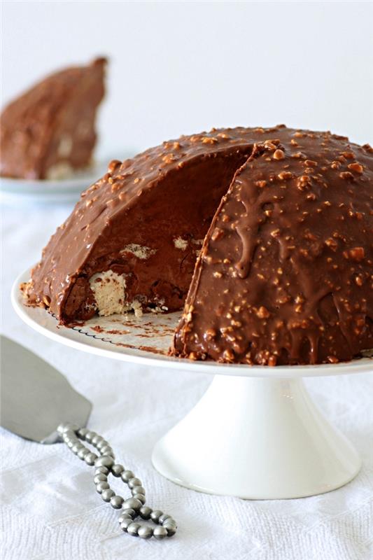 bombe pyragas su šokoladu ir meringues, idėja originaliam pyragui be orkaitės su šokolado meringue