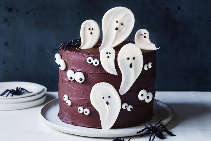 hayalet çikolata pudra şekeri küçük kek cadılar bayramı gözleri şeker örümcek ezmesi fondan şeker dekorasyon