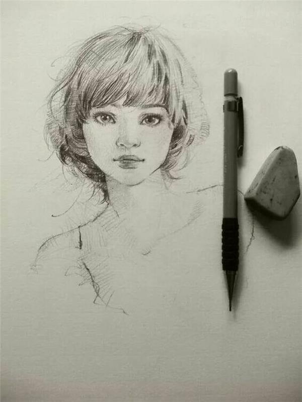 Ritratto di una donna, disegno a matita, come disegnare bene una persona