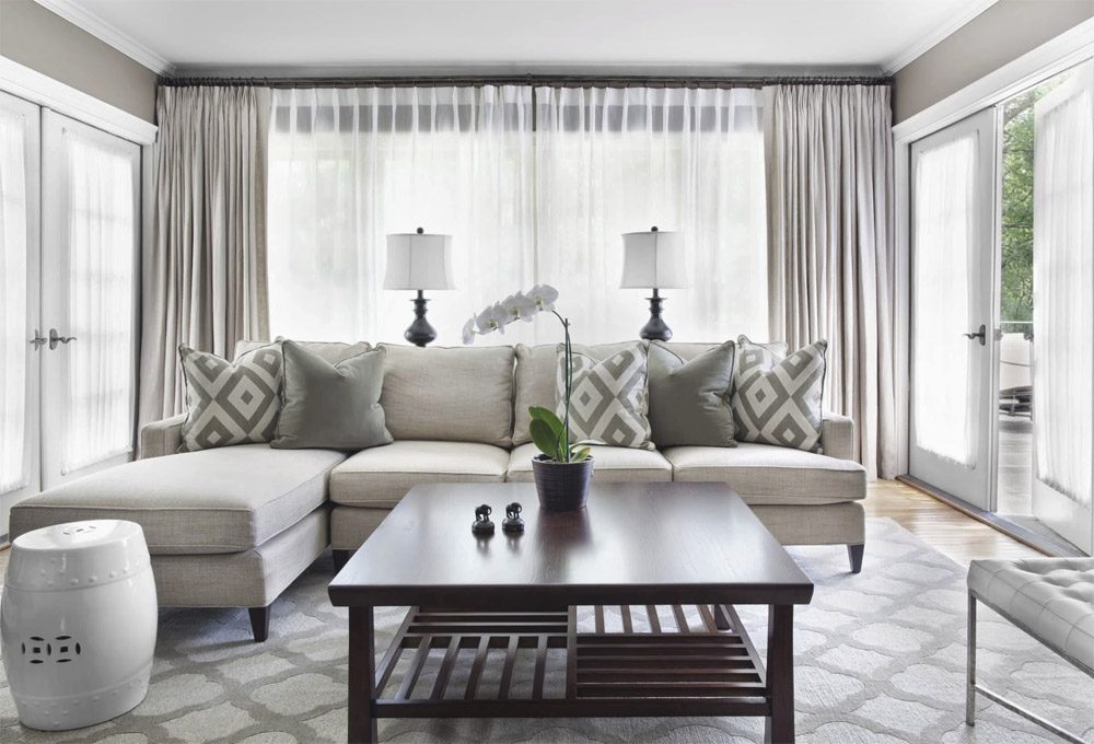 accogliente soggiorno in design grigio e bianco