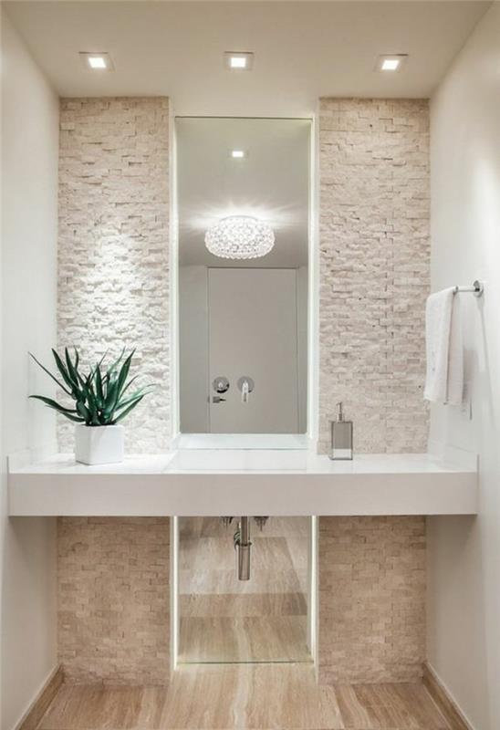 veliko ogledalo-kopalnica-tla-v-svetlobi-parket-stena-v-bež-mozaiku-notranja-rastlinska-kopalnica