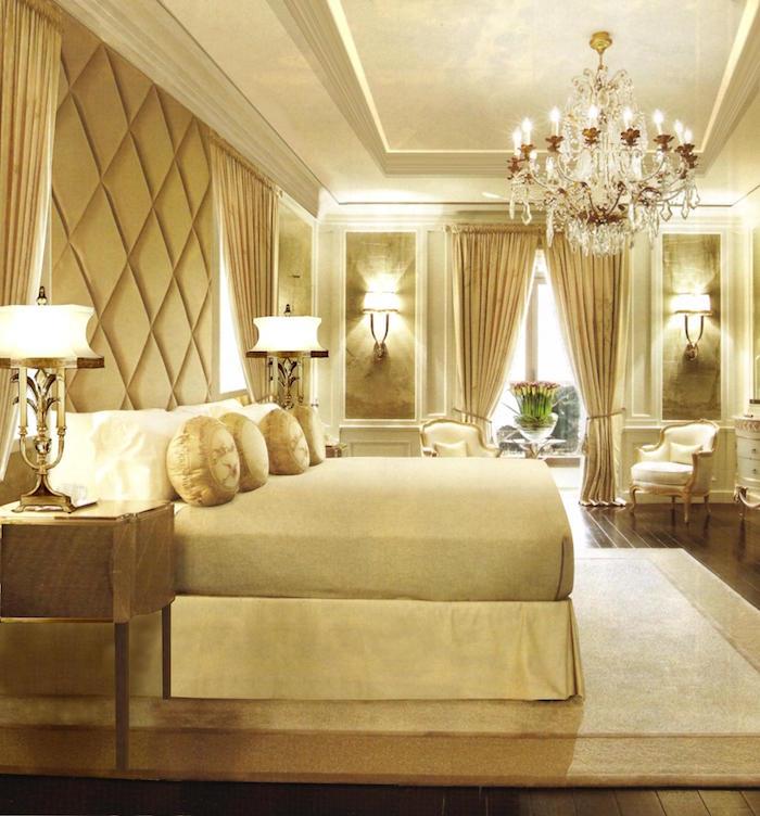 viešbučio liukso numeris miegamasis ir svetainė smėlio ir aukso tamsiai geltonos aukso spalvos lino stiliaus
