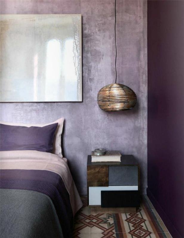 Oturma odası mor renk boya yetişkin yatak odası duvar kağıtları yatak odası