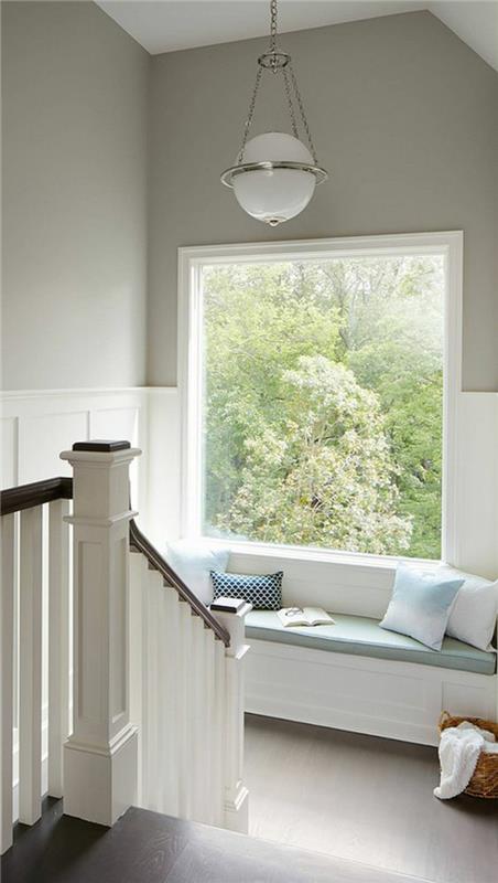 inci gri boya merdiven tavan iki renkli opak beyaz cam yuvarlak armatür